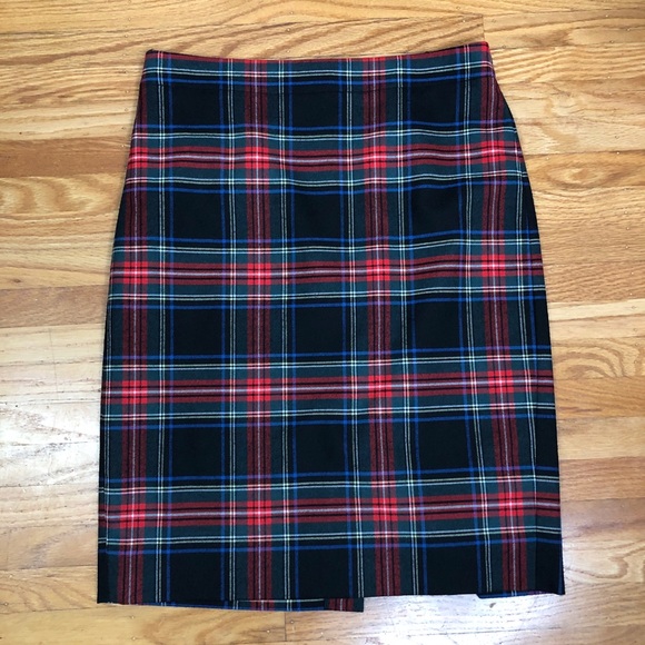 J. Crew Pencil Skirt Wool Blend Black Tartan Plaid Size 0 - Picture 14 of 14